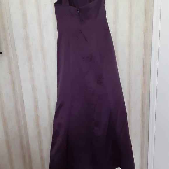 David's Bridal One Shoulder Plum Bridesmaid Dress - Picture 5 of 12